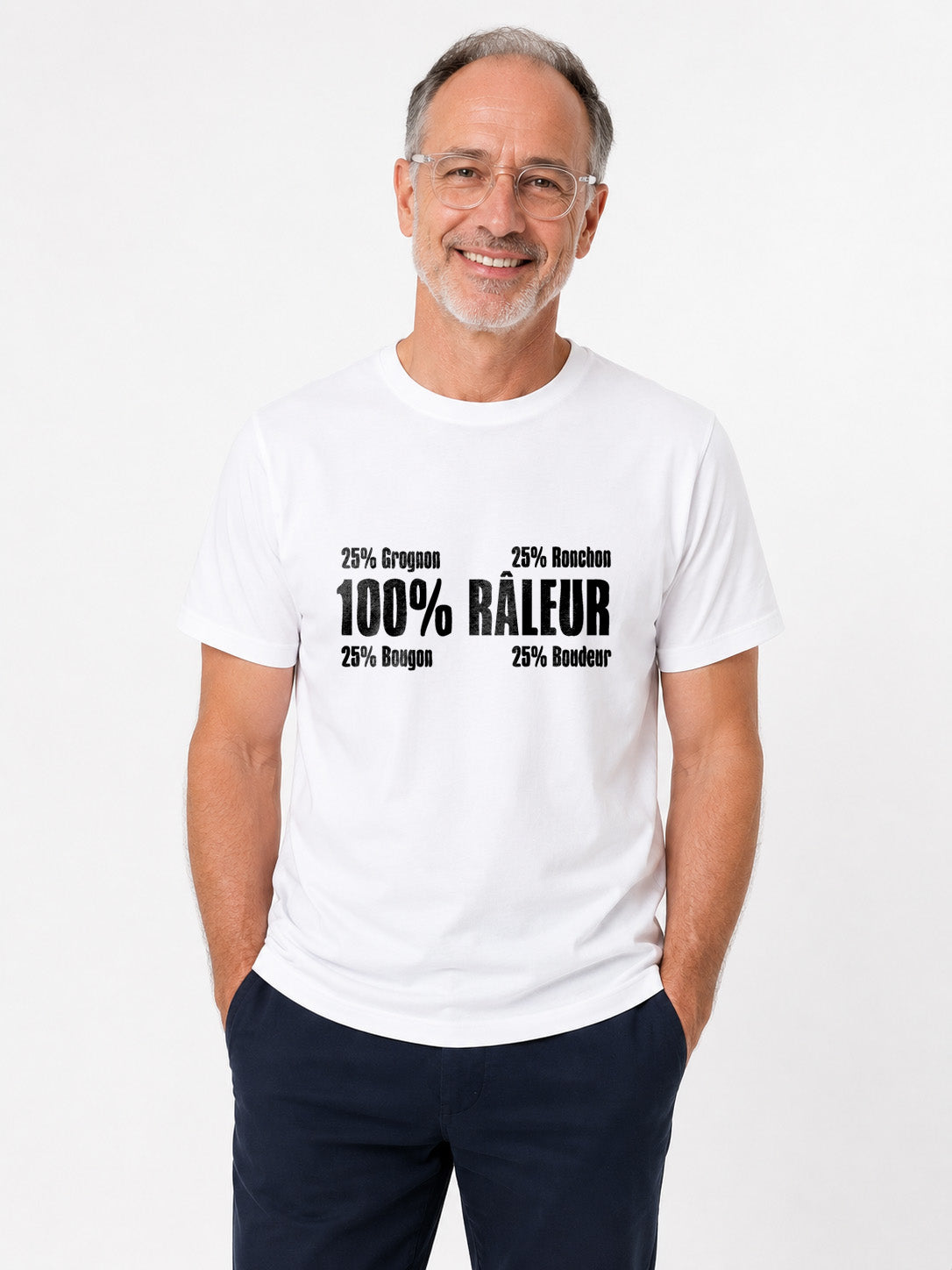 T-shirt Humoristique Homme 100% Râleur | Cadeau Original pour Râleur, Grognon et Bougon - Bastaa