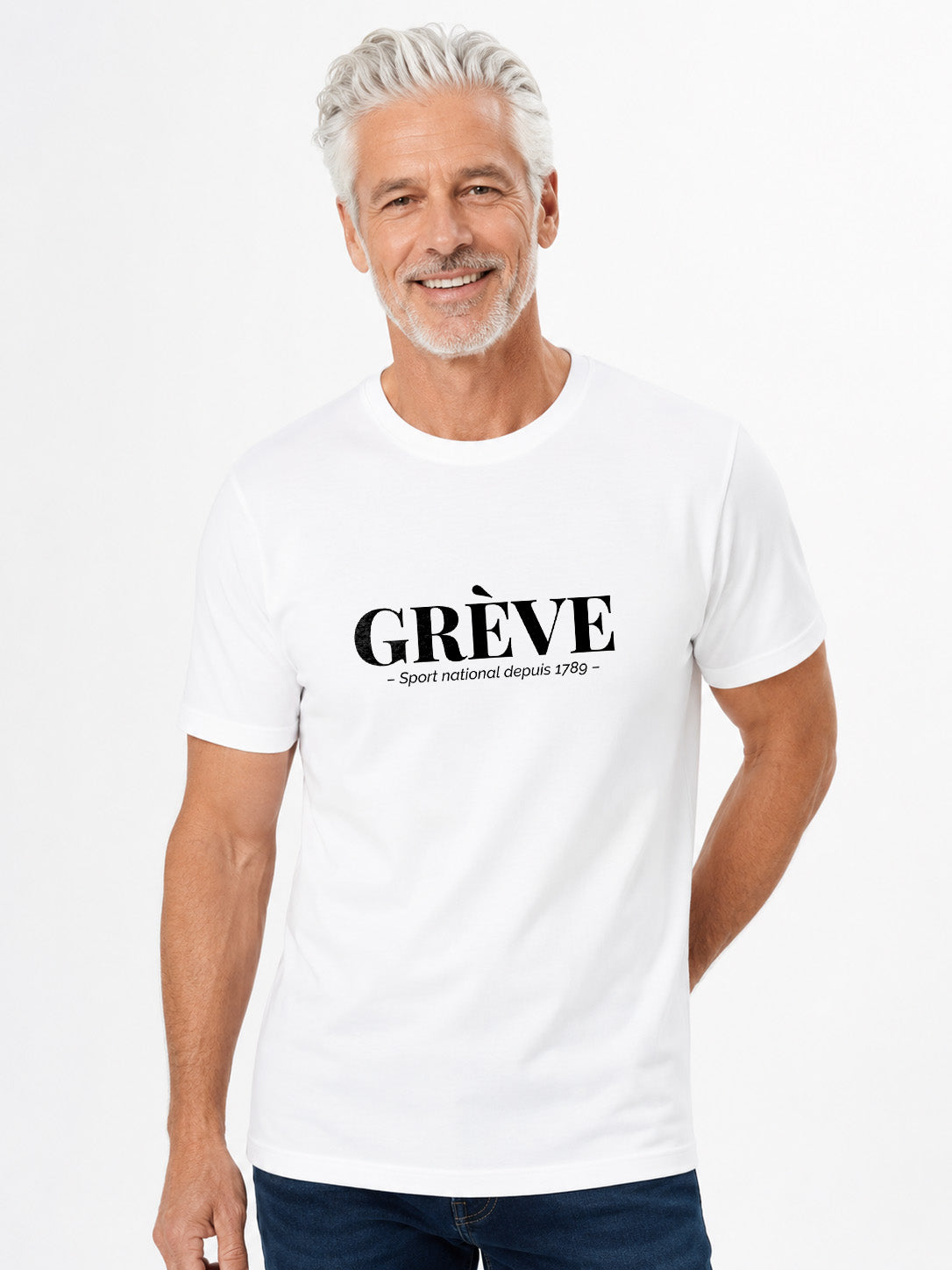 T-shirt Homme "GRÈVE" Humour Français — Idée Cadeau Originale Bio